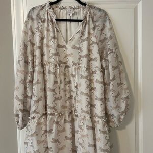 Elegant Cream Leopard Print Midi Dress